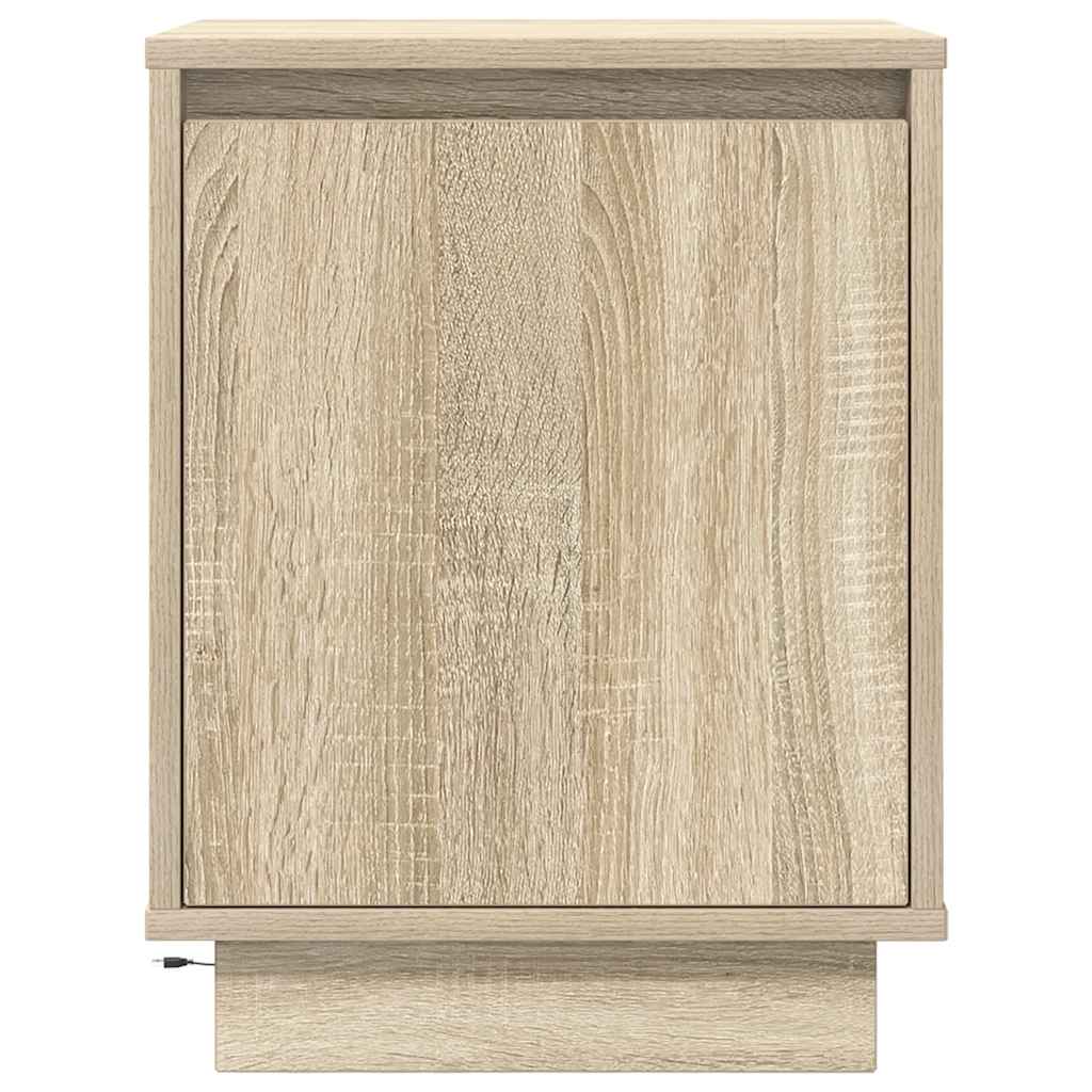 vidaXL Bedside Cabinet with LED Lights Sonoma Oak 38x34x50 cm