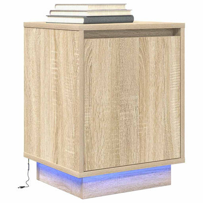 vidaXL Bedside Cabinet with LED Lights Sonoma Oak 38x34x50 cm