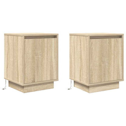 vidaXL Bedside Cabinets with LED Lights 2 pcs Sonoma Oak 38x34x50 cm