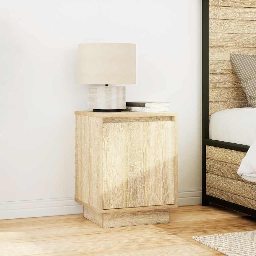 vidaXL Bedside Cabinets with LED Lights 2 pcs Sonoma Oak 38x34x50 cm