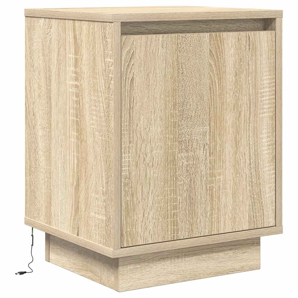 vidaXL Bedside Cabinets with LED Lights 2 pcs Sonoma Oak 38x34x50 cm