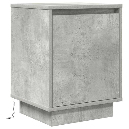 vidaXL Bedside Cabinet with LED Lights Concrete Grey 38x34x50 cm