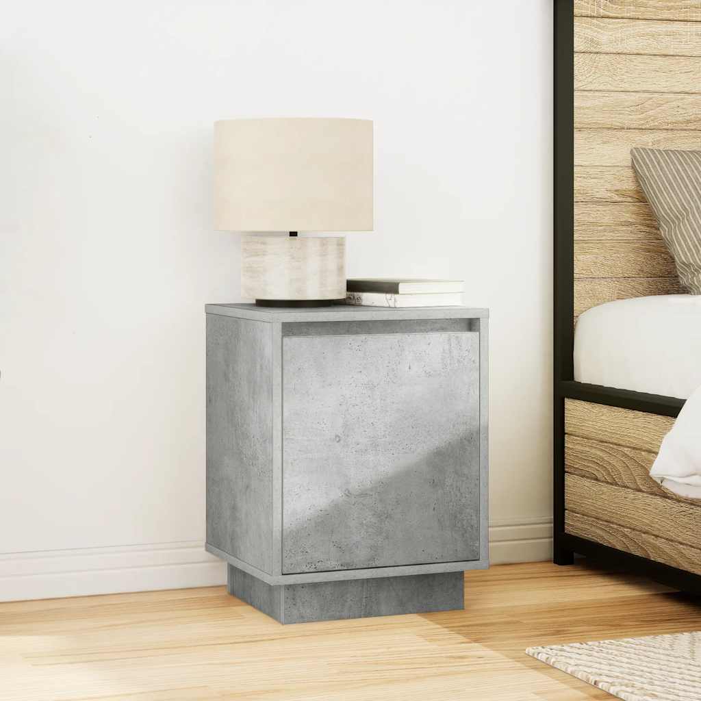vidaXL Bedside Cabinet with LED Lights Concrete Grey 38x34x50 cm