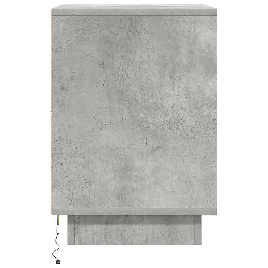 vidaXL Bedside Cabinet with LED Lights Concrete Grey 38x34x50 cm