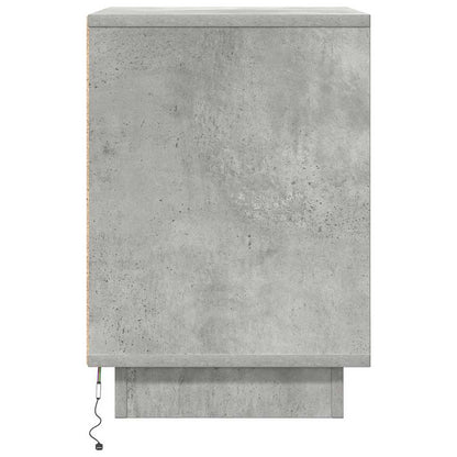 vidaXL Bedside Cabinet with LED Lights Concrete Grey 38x34x50 cm