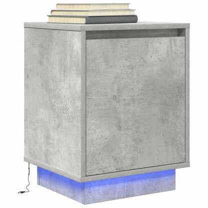 vidaXL Bedside Cabinet with LED Lights Concrete Grey 38x34x50 cm
