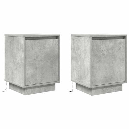 vidaXL Bedside Cabinets with LED Lights 2 pcs Concrete Grey 38x34x50cm