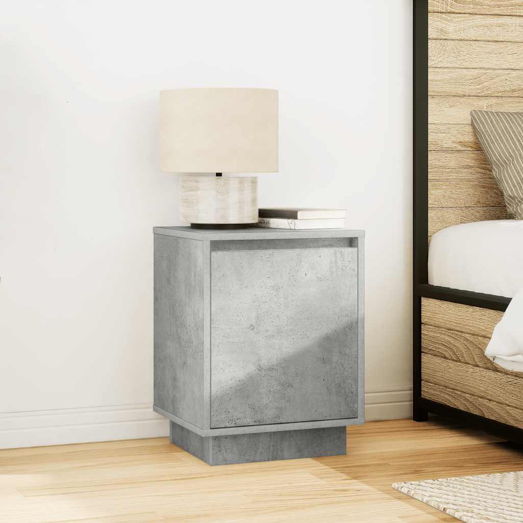 vidaXL Bedside Cabinets with LED Lights 2 pcs Concrete Grey 38x34x50cm