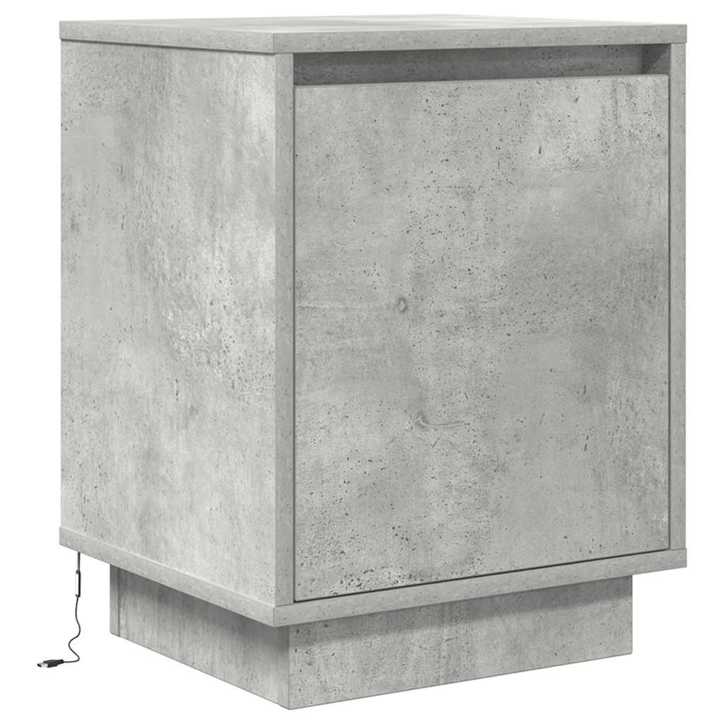 vidaXL Bedside Cabinets with LED Lights 2 pcs Concrete Grey 38x34x50cm