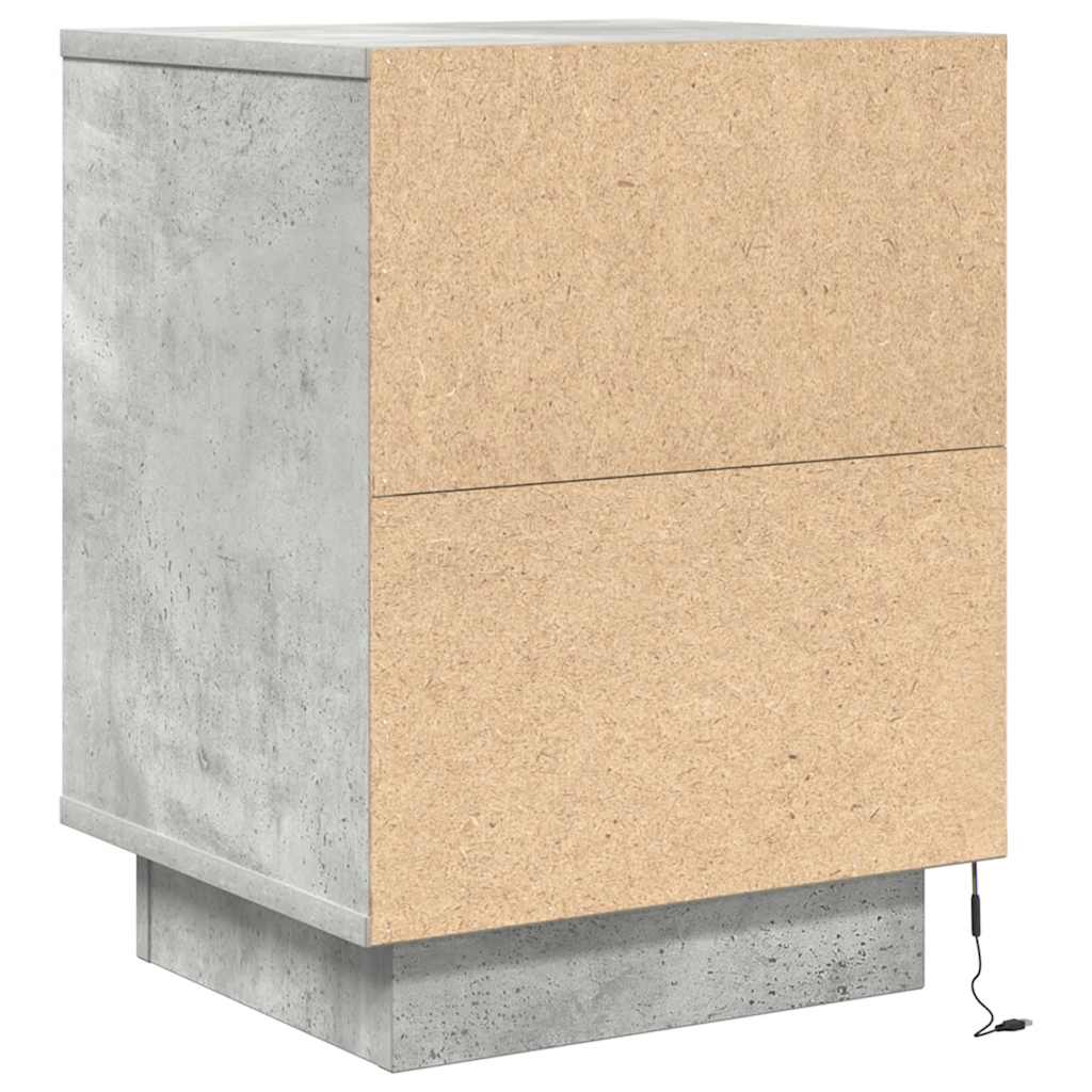 vidaXL Bedside Cabinets with LED Lights 2 pcs Concrete Grey 38x34x50cm