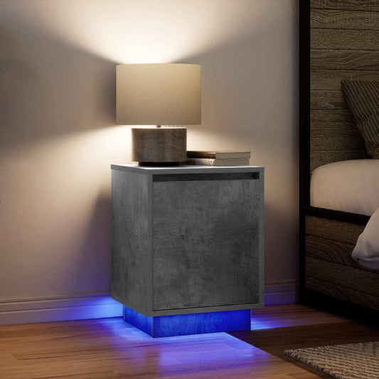 vidaXL Bedside Cabinets with LED Lights 2 pcs Concrete Grey 38x34x50cm