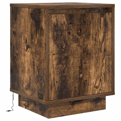vidaXL Bedside Cabinets with LED Lights 2 pcs Smoked Oak 38x34x50 cm