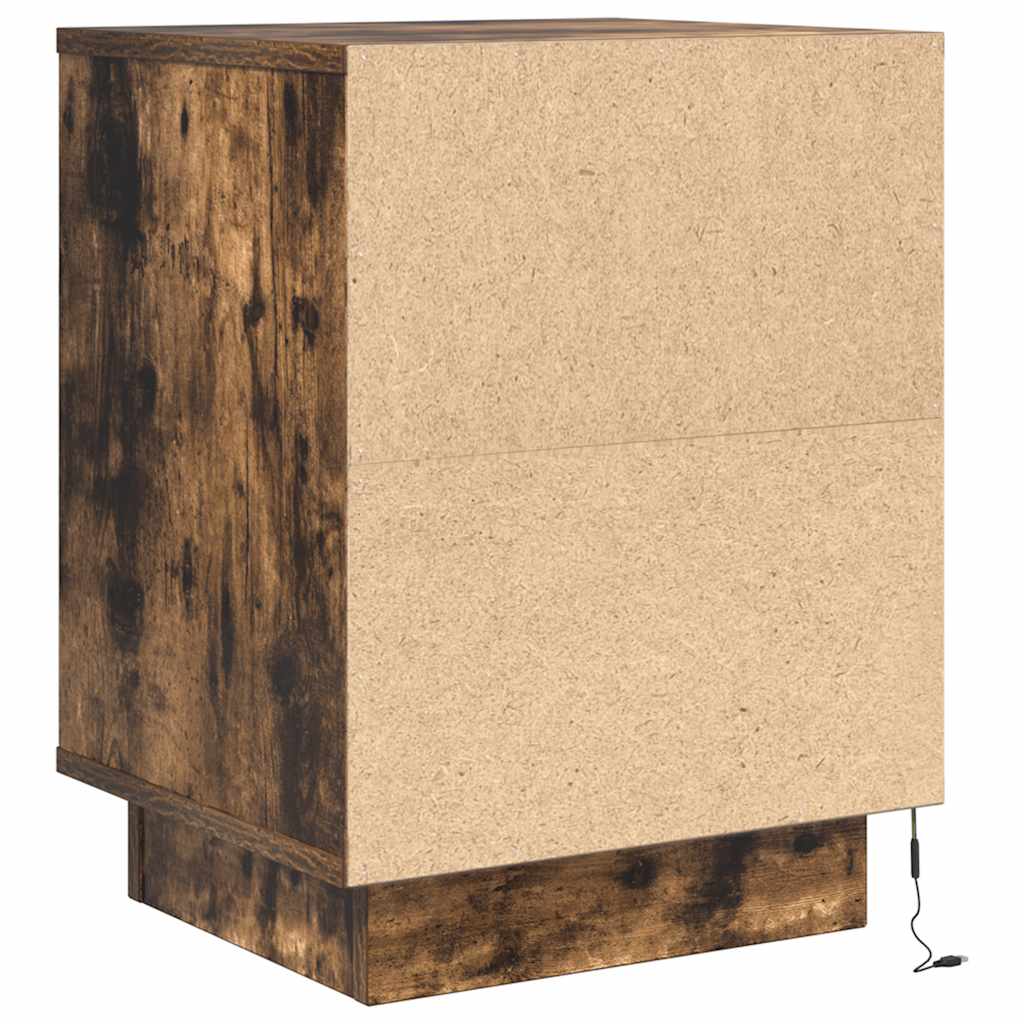 vidaXL Bedside Cabinets with LED Lights 2 pcs Smoked Oak 38x34x50 cm