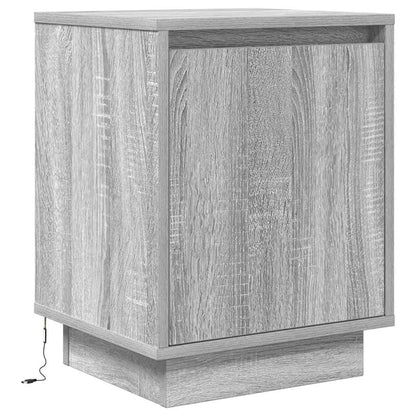 vidaXL Bedside Cabinet with LED Lights Grey Sonoma 38x34x50 cm