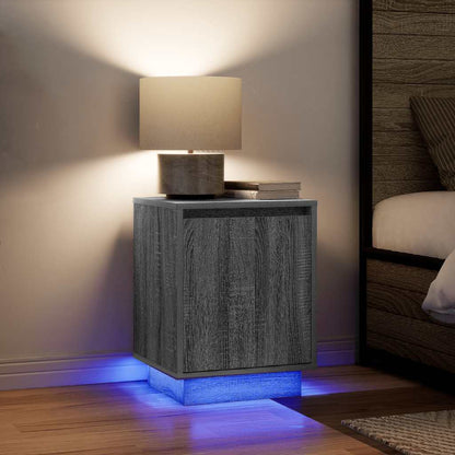 vidaXL Bedside Cabinet with LED Lights Grey Sonoma 38x34x50 cm