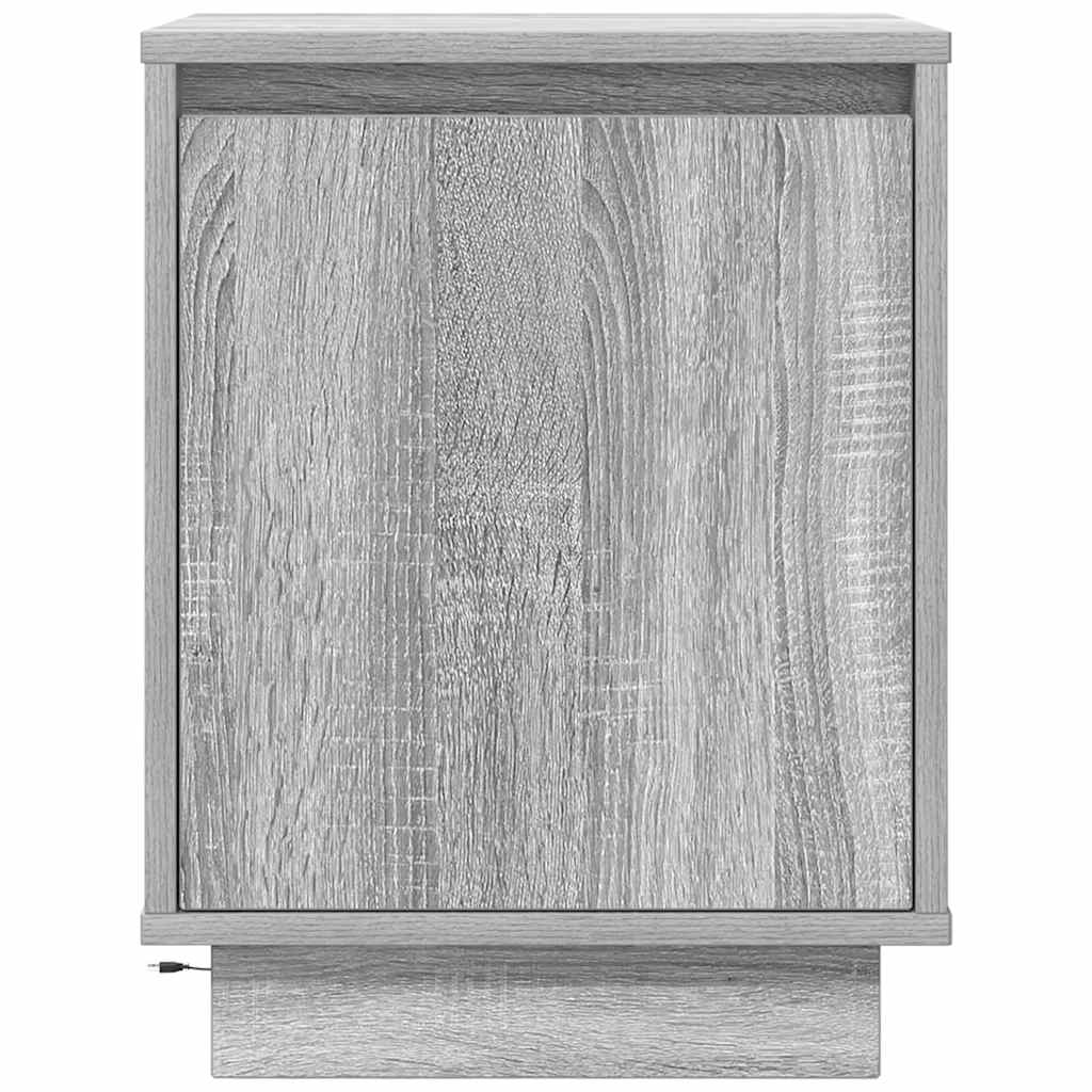 vidaXL Bedside Cabinet with LED Lights Grey Sonoma 38x34x50 cm