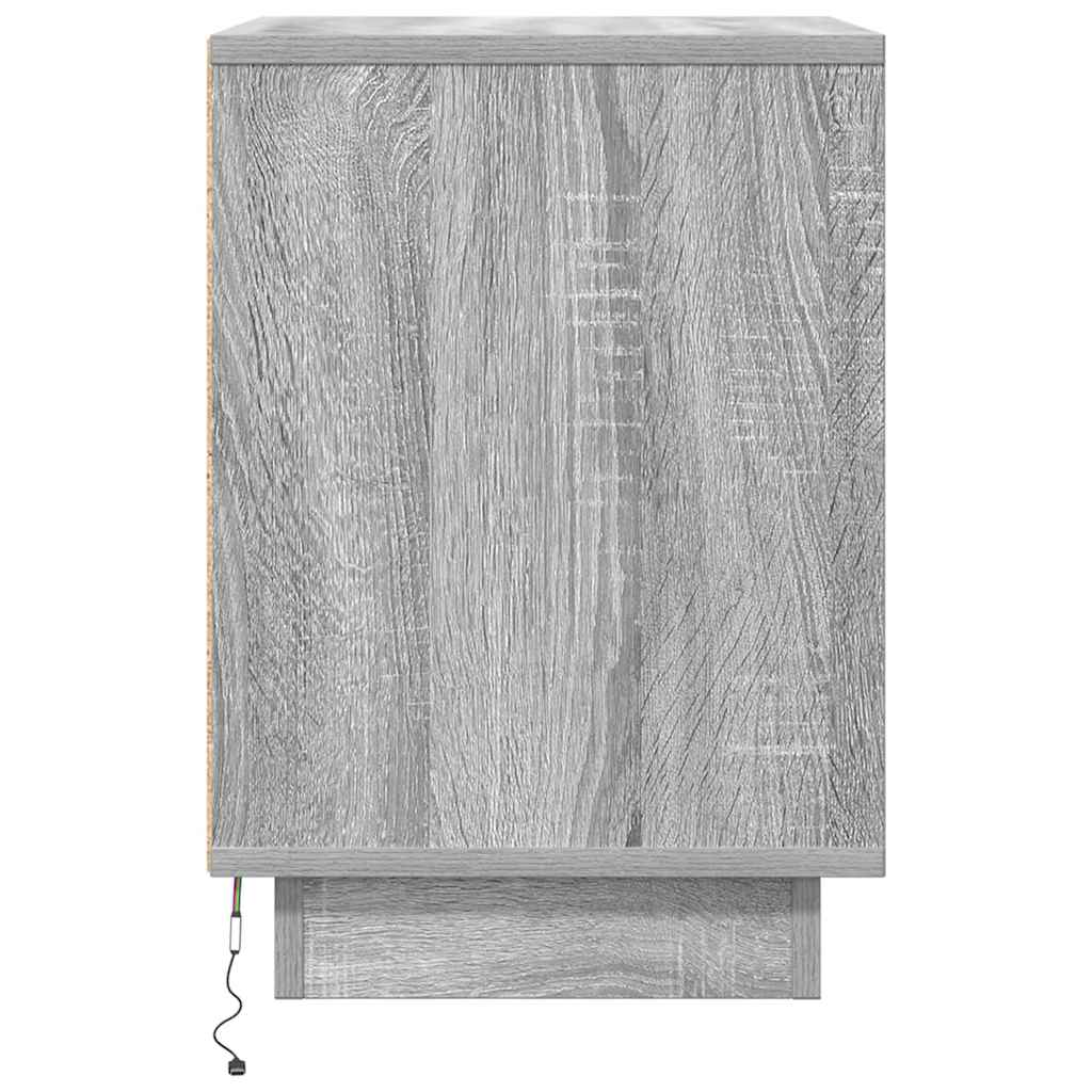 vidaXL Bedside Cabinet with LED Lights Grey Sonoma 38x34x50 cm