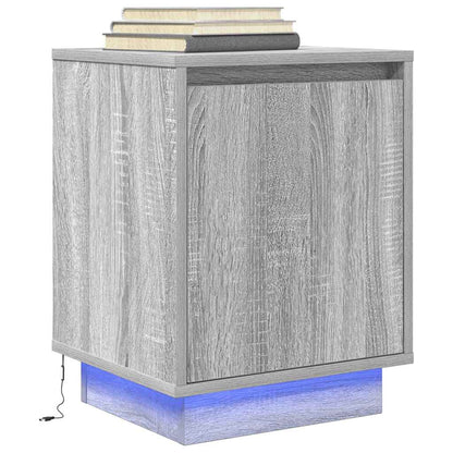 vidaXL Bedside Cabinet with LED Lights Grey Sonoma 38x34x50 cm