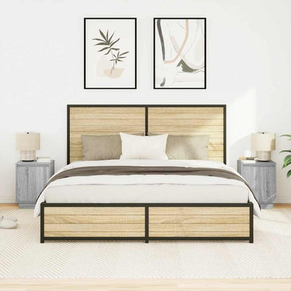 vidaXL Bedside Cabinets with LED Lights 2 pcs Grey Sonoma 38x34x50 cm