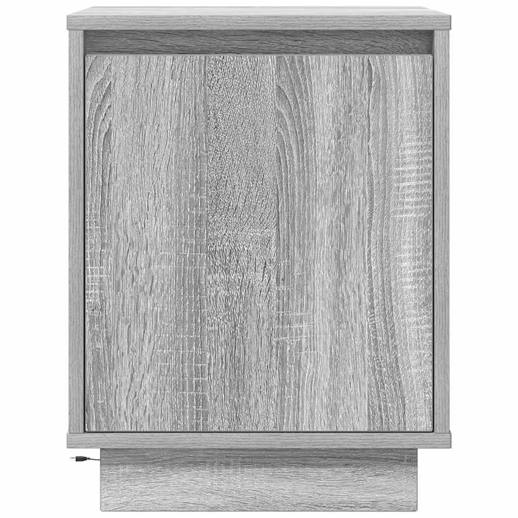 vidaXL Bedside Cabinets with LED Lights 2 pcs Grey Sonoma 38x34x50 cm