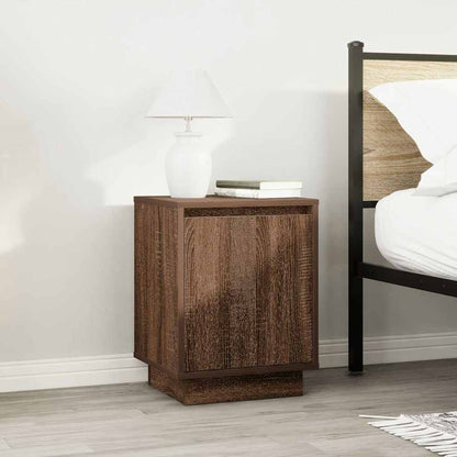 vidaXL Bedside Cabinet with LED Lights Brown Oak 38x34x50 cm