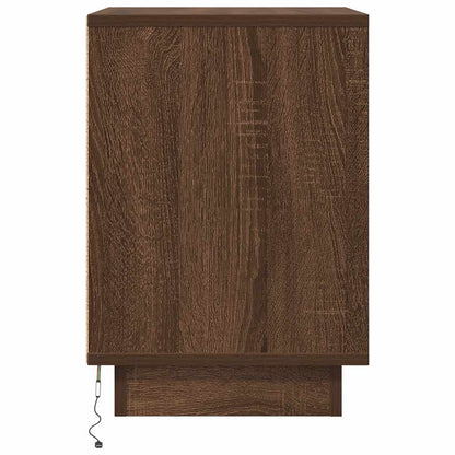 vidaXL Bedside Cabinet with LED Lights Brown Oak 38x34x50 cm