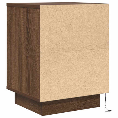 vidaXL Bedside Cabinet with LED Lights Brown Oak 38x34x50 cm