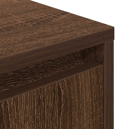 vidaXL Bedside Cabinet with LED Lights Brown Oak 38x34x50 cm