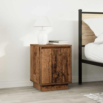 vidaXL Bedside Cabinet with LED Lights Old Wood 38x34x50 cm
