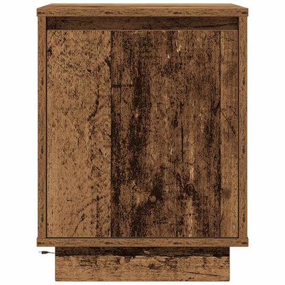 vidaXL Bedside Cabinet with LED Lights Old Wood 38x34x50 cm