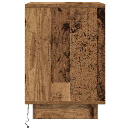 vidaXL Bedside Cabinet with LED Lights Old Wood 38x34x50 cm