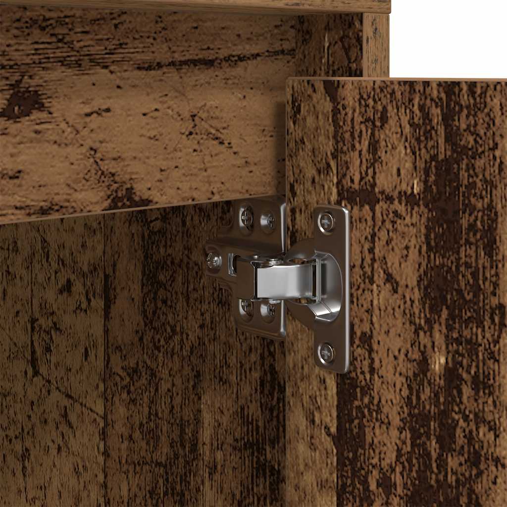 vidaXL Bedside Cabinet with LED Lights Old Wood 38x34x50 cm