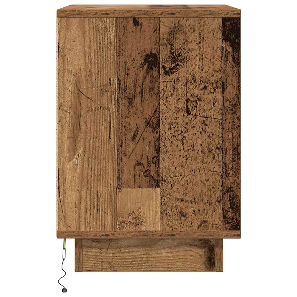 vidaXL Bedside Cabinets with LED Lights 2 pcs Old Wood 38x34x50 cm