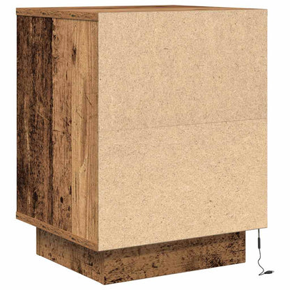 vidaXL Bedside Cabinets with LED Lights 2 pcs Old Wood 38x34x50 cm