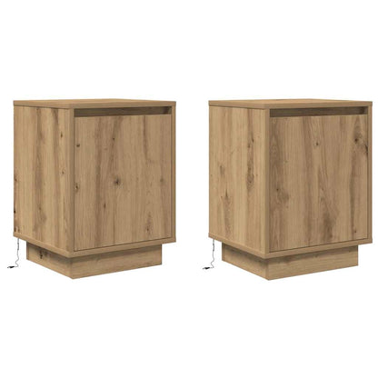 vidaXL Bedside Cabinets with LED Lights 2 pcs Artisan Oak 38x34x50 cm