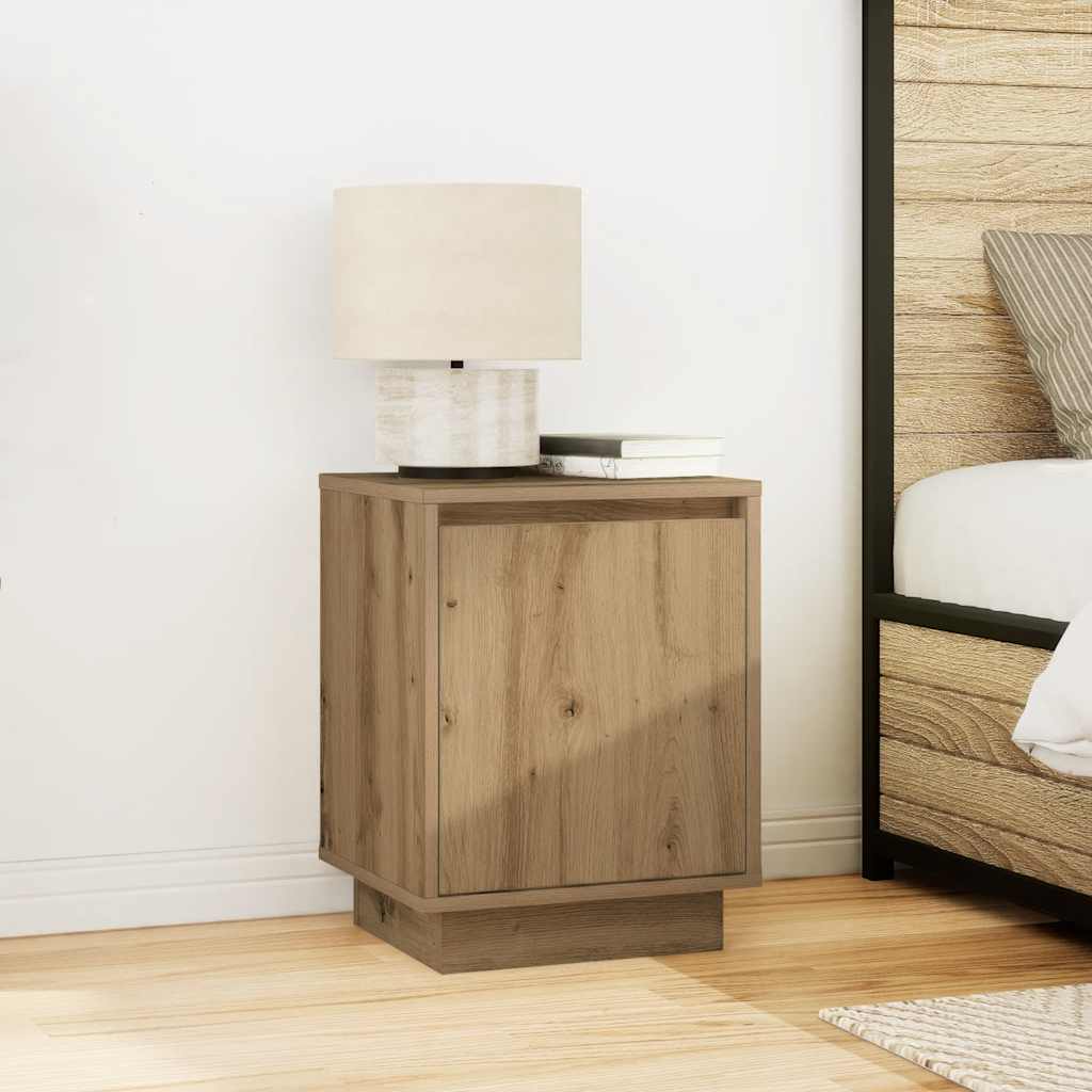 vidaXL Bedside Cabinets with LED Lights 2 pcs Artisan Oak 38x34x50 cm