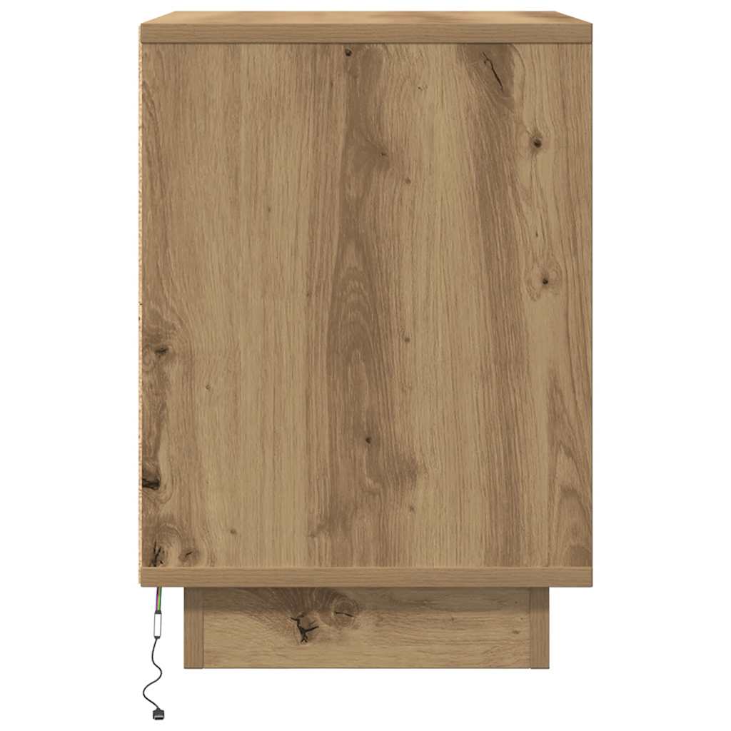 vidaXL Bedside Cabinets with LED Lights 2 pcs Artisan Oak 38x34x50 cm