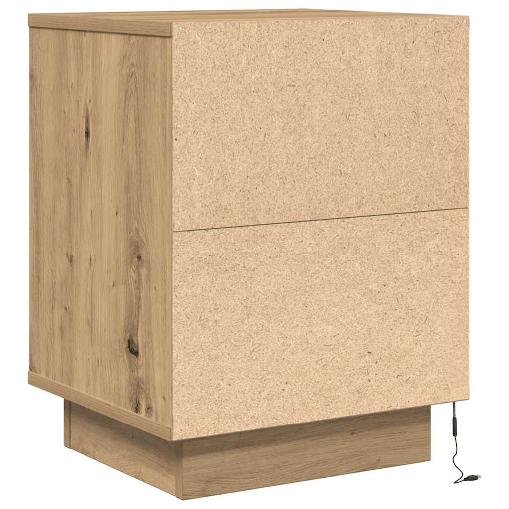 vidaXL Bedside Cabinets with LED Lights 2 pcs Artisan Oak 38x34x50 cm