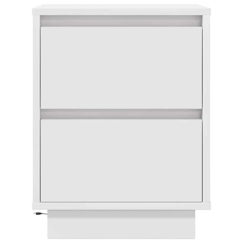 vidaXL Bedside Cabinet with LED Lights White 38x34x50 cm