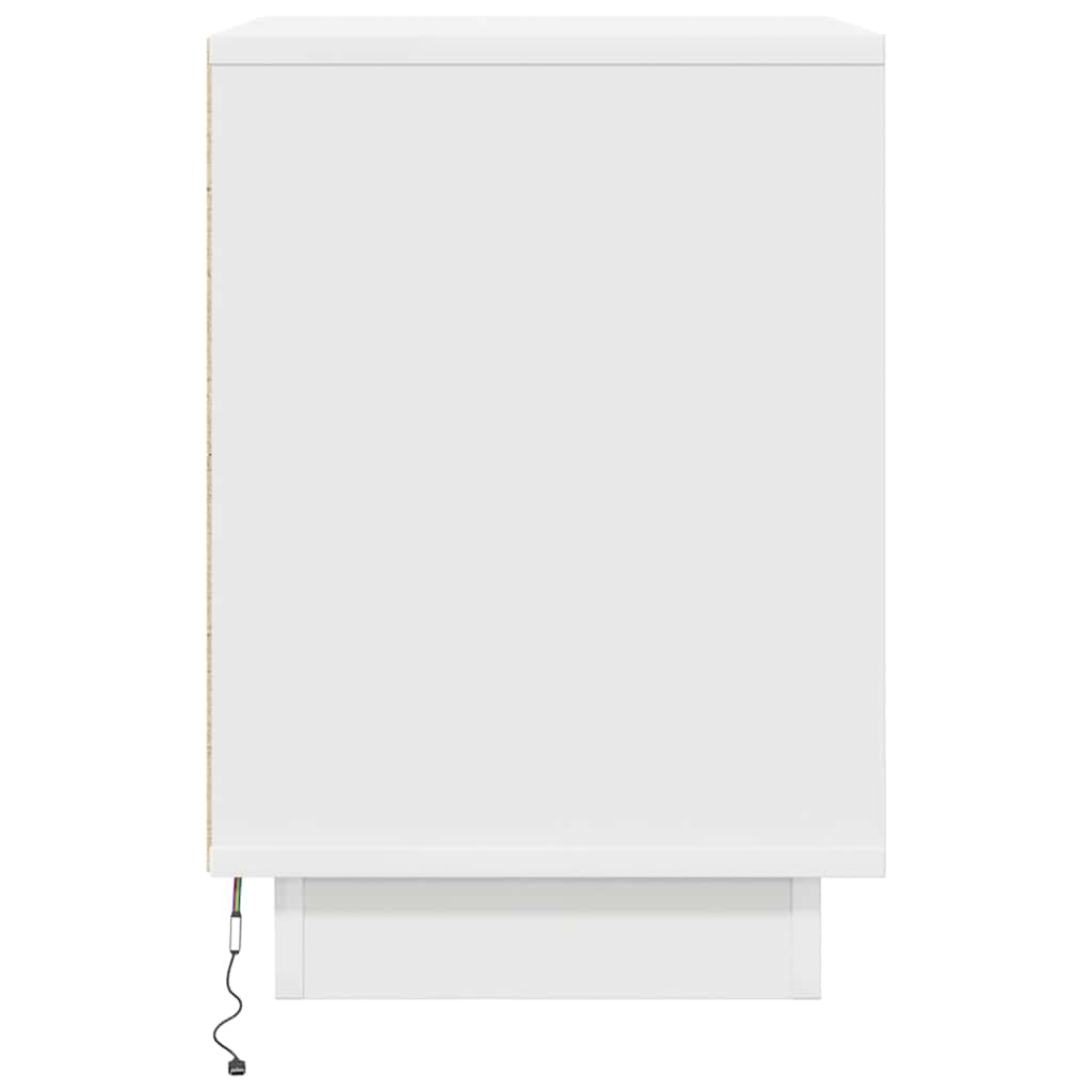 vidaXL Bedside Cabinet with LED Lights White 38x34x50 cm