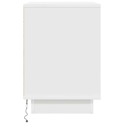 vidaXL Bedside Cabinet with LED Lights White 38x34x50 cm