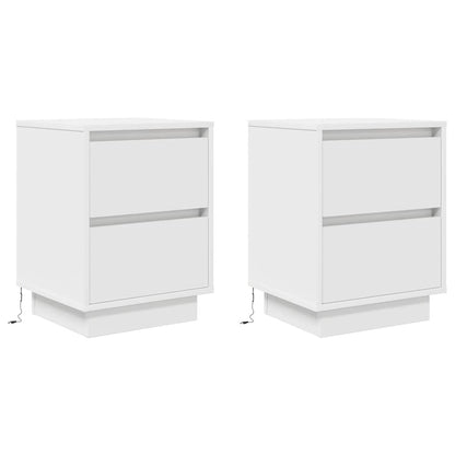 vidaXL Bedside Cabinets with LED Lights 2 pcs White 38x34x50 cm