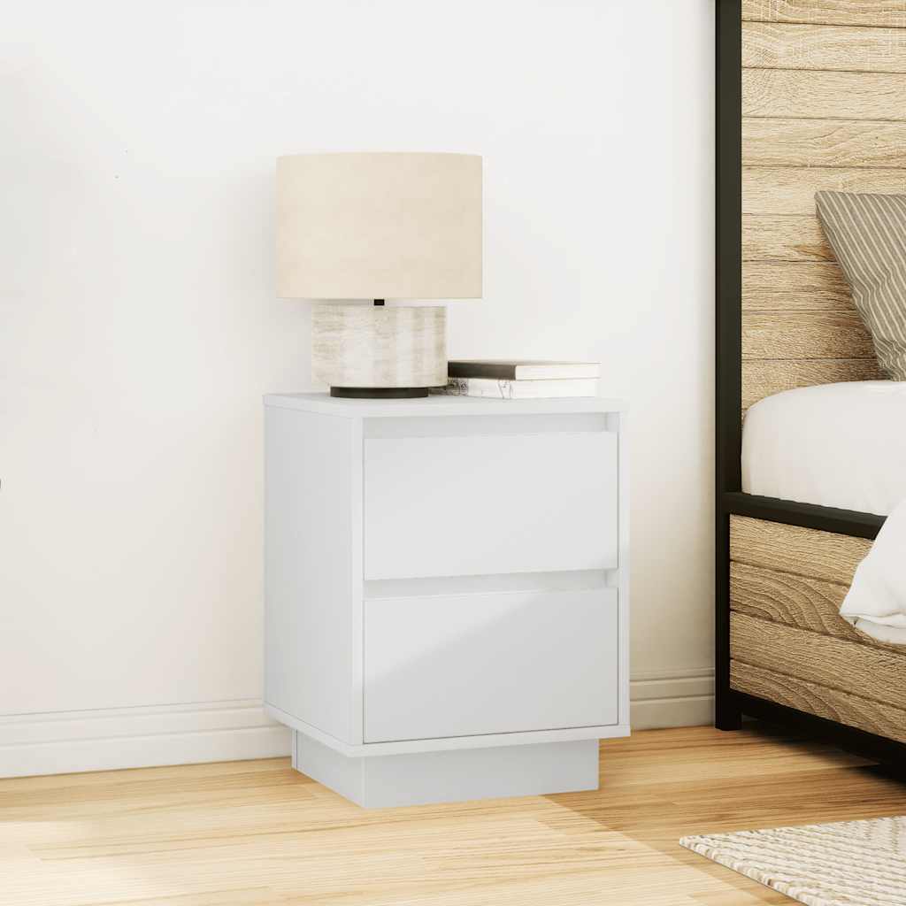 vidaXL Bedside Cabinets with LED Lights 2 pcs White 38x34x50 cm