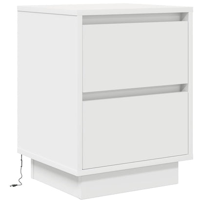 vidaXL Bedside Cabinets with LED Lights 2 pcs White 38x34x50 cm