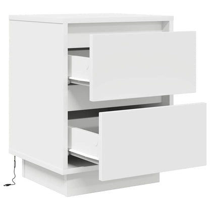 vidaXL Bedside Cabinets with LED Lights 2 pcs White 38x34x50 cm
