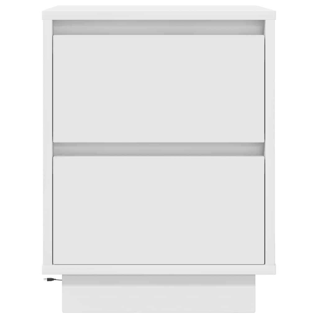 vidaXL Bedside Cabinets with LED Lights 2 pcs White 38x34x50 cm