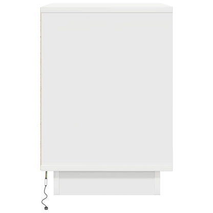 vidaXL Bedside Cabinets with LED Lights 2 pcs White 38x34x50 cm