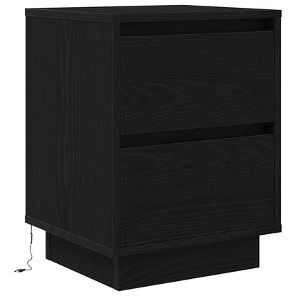 vidaXL Bedside Cabinets with LED Lights 2 pcs Black 38x34x50 cm