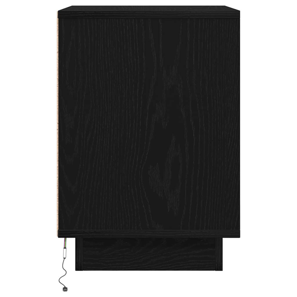 vidaXL Bedside Cabinets with LED Lights 2 pcs Black 38x34x50 cm