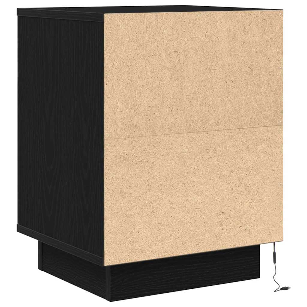 vidaXL Bedside Cabinets with LED Lights 2 pcs Black 38x34x50 cm